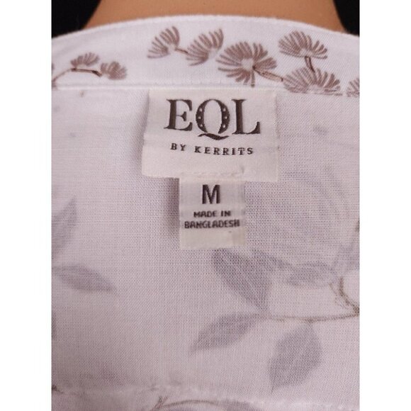 EQL by Kerrits Olivia EcoVero Top White Hunt Floral Equestrian Logo Horse M NWOT - Picture 10 of 11